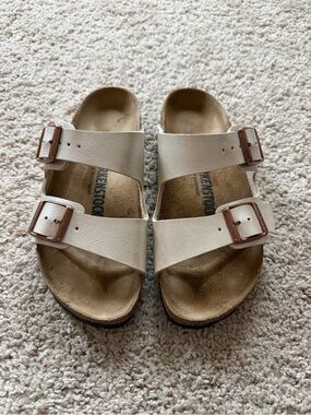 Birkenstock Arizona Two-Strap Sandals in Pearl White